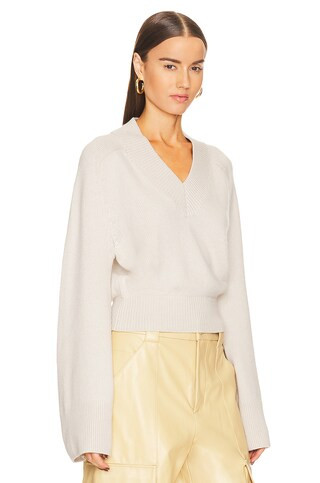 Helsa Talena V Neck Sweater in Light Oat from Revolve.com | Revolve Clothing (Global)