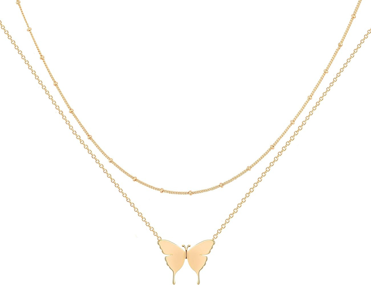 MEVECCO Layered Heart Necklace Pendant Handmade 18k Gold Plated Dainty Gold Choker Arrow Bar Laye... | Amazon (US)