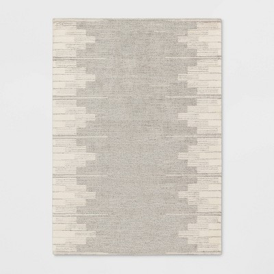 5'x7' Modern Lines Plush Area Rug Cream - Threshold™: Rectangle, Medium Pile, Pet Friendly, Machine Made | Target