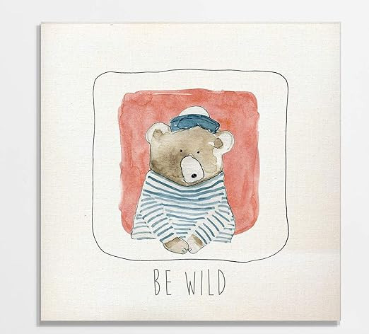 Renditions Gallery Be Wild' Bear Animal Decor for Nursery, Kid Room, Playroom, Wall Art, 32X32 | Amazon (US)