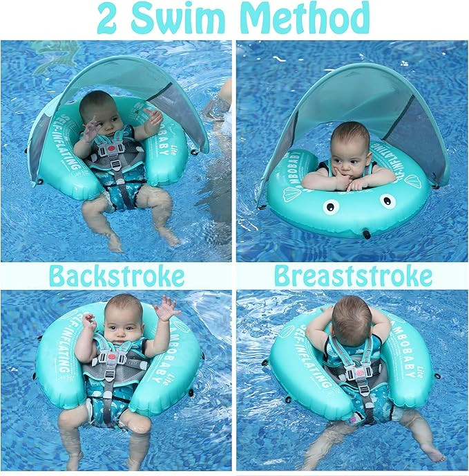 Mambobaby Float Self-Inflating Baby Swim Float with Canopy, Compressible Folding Pool Baby Float,... | Amazon (US)