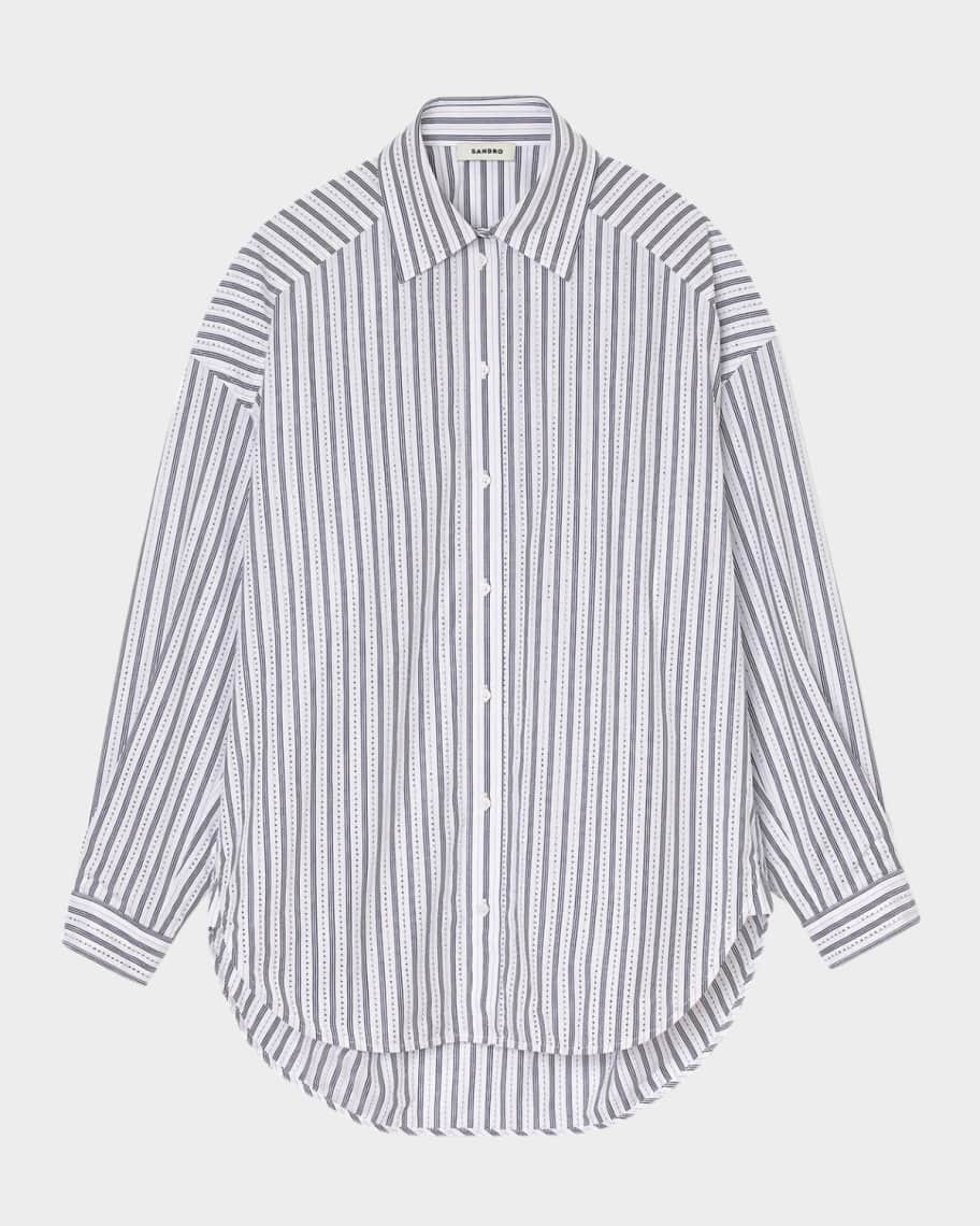 Sandro Charlie Rhinestone Striped Shirt | Neiman Marcus