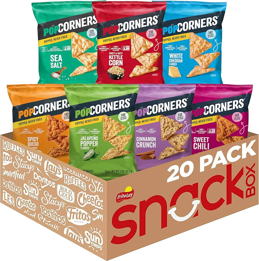 PopCorners Popped Corn Chips, 7 Flavor Variety Snack Pack, 1 oz Bags, (20 Pack), Gluten Free, No ... | Amazon (US)