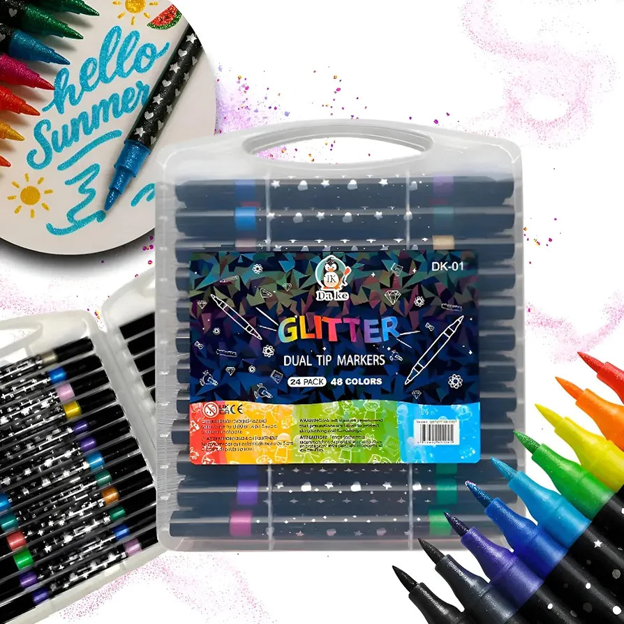 kids Canetinhas Glitter Ponta Dupla – 24/36 / 48 Canetas – 48/72 / 96 Cores – Marcadores Co... | Amazon (BR)