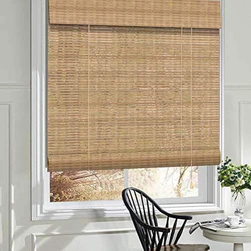 LANTIME Wood Window Blinds Shades, Lined Blackout Bamboo Roller Shades, Easy Installation for Ho... | Amazon (US)