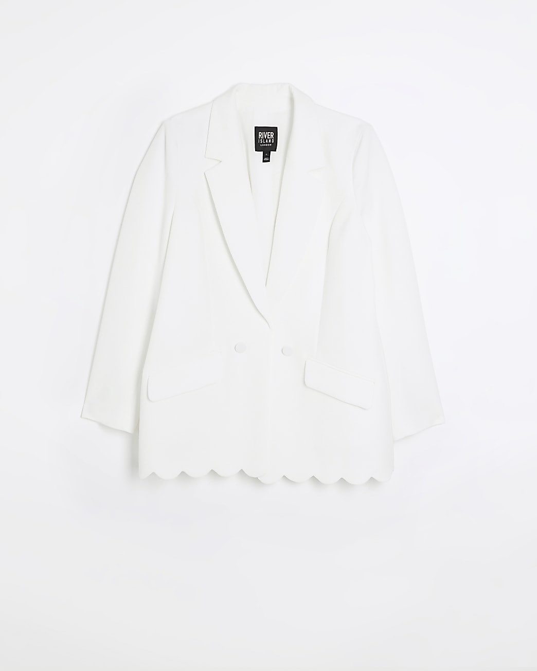 White scallop hem blazer | River Island (US)