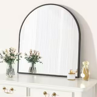 31.5 in. W x 33.5 in. H Arched Black Modern Aluminum Alloy Framed Wall Mirror | The Home Depot