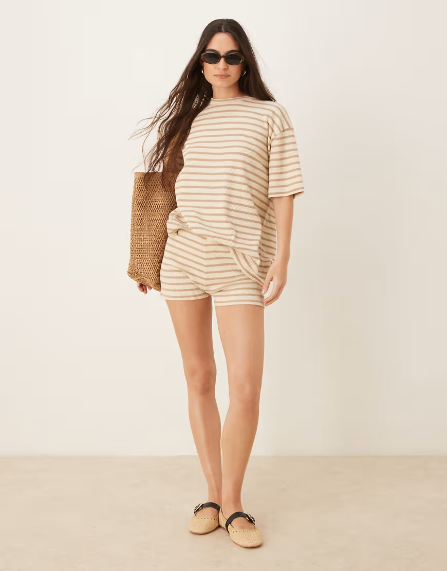 ASOS DESIGN micro short in textured neutral stripe | ASOS (Global)