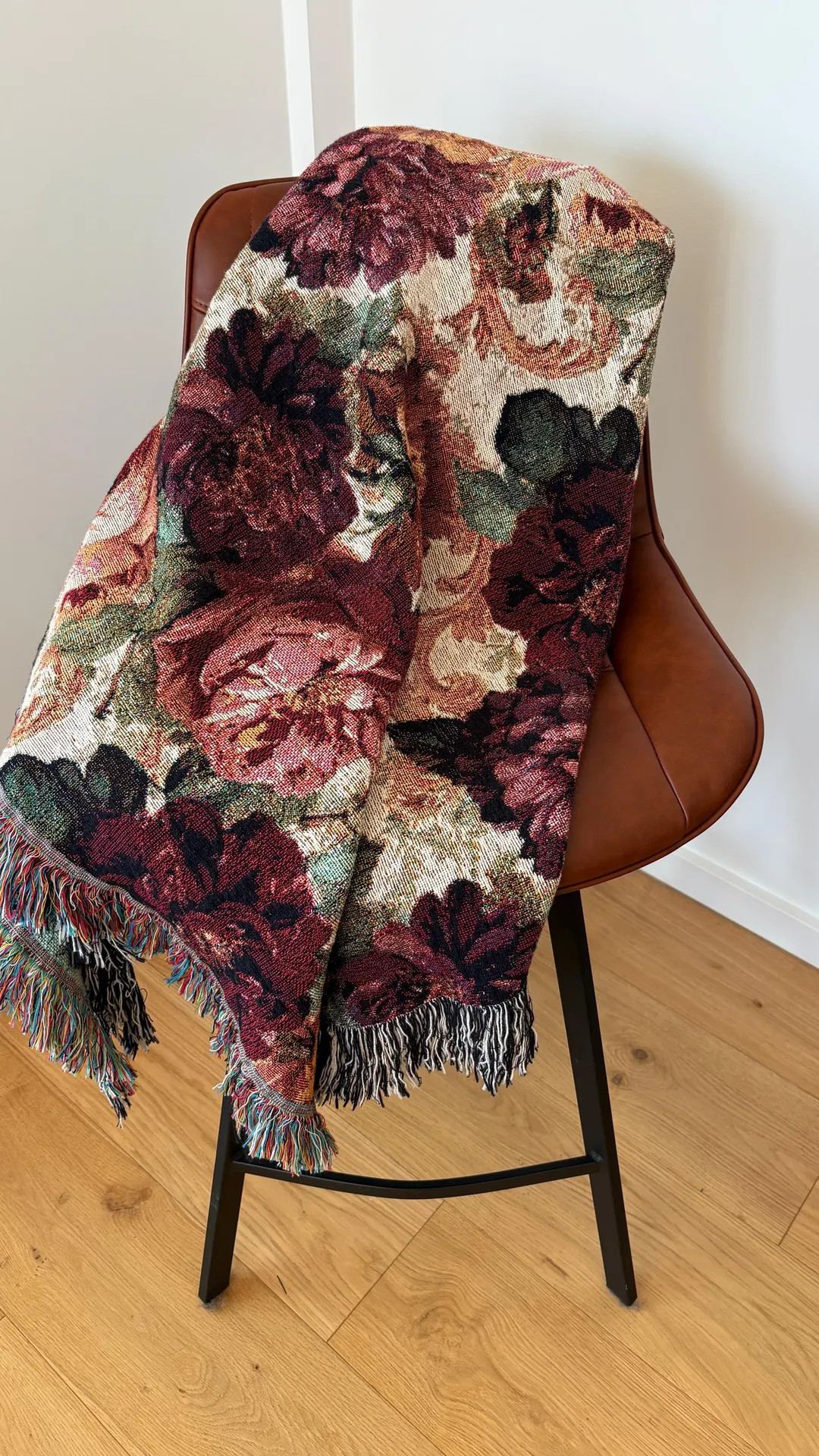 Vintage Floral Woven Blanket Floral Baroque Tapestry Wall Hanging Maximalist Home Decor Fall Burg... | Etsy (US)