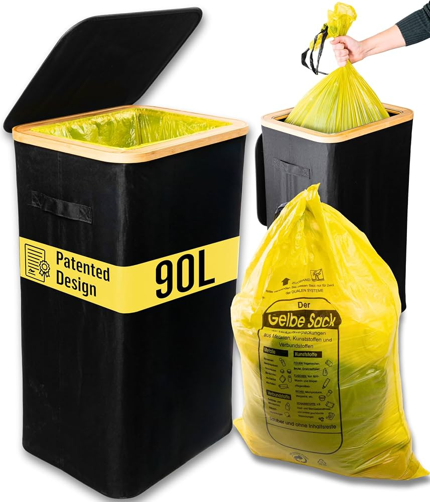 Deco haus\u00ae Gelber Sack St\u00e4nder 90L [Extra Tragetasche] - Gelber Sack M\u00fclleimer - S... | Amazon (DE)