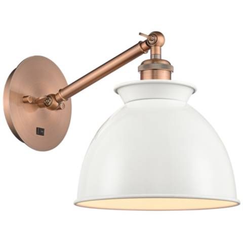 Ballston Adirondack 8" Incandescent Sconce - Copper - Glossy White Sha - #207W3 | Lamps Plus | Lamps Plus