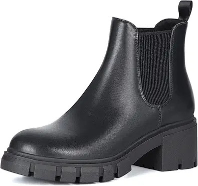 Women's Slip on Chelsea Ankle Boots | Fall Short Booties Shoes with 2.3-Inch Low Chunky Heel, Rou... | Amazon (US)