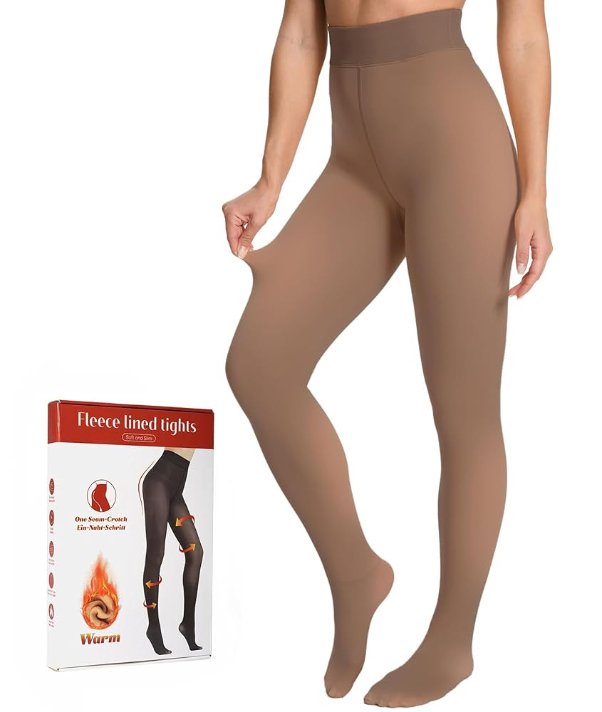Fleece Lined Tights Women, Fake Translucent Thermal Winter Warm Fleece Tights, Sheer Thick Pantyh... | Amazon (US)