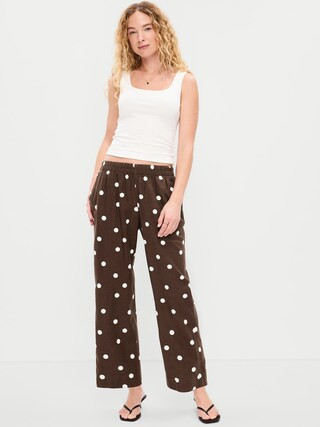 High-Waisted Linen-Blend Straight Ankle Pants | Old Navy (US)