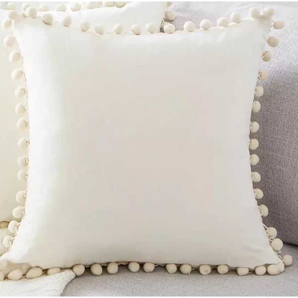 Moats Pom Pom Fringes Square Cotton Pillow Cover | Wayfair North America