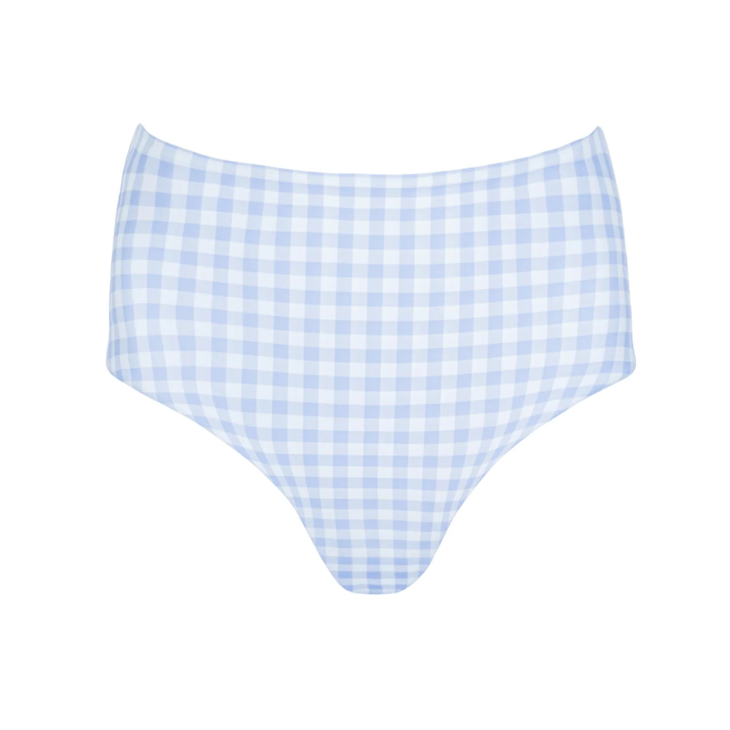 women's oasis blue gingham high waist bikini bottom | Minnow