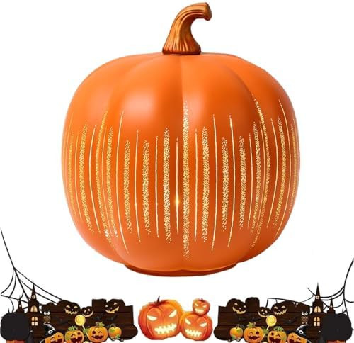 Thanksgiving Starry Night LED Pumpkin Lights, Decorative Timer Illuminated Resin Pumpkins with Sp... | Amazon (US)