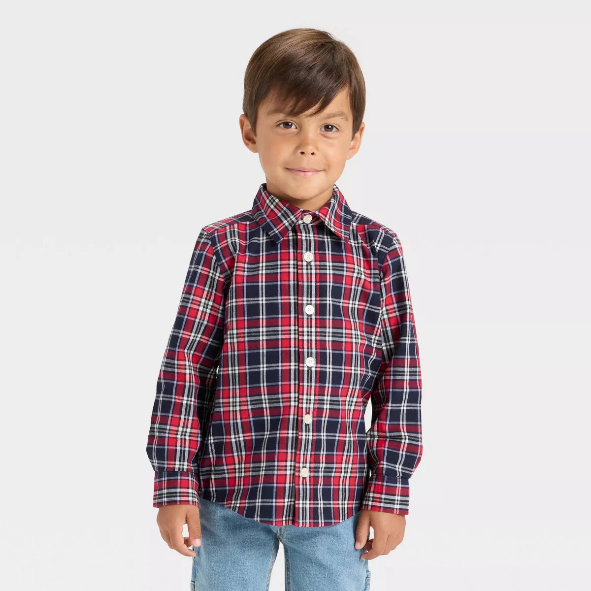 OshKosh B'gosh Toddler Boys' Plaid Button-Down Shirt - Red | Target