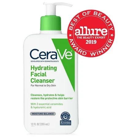 CeraVe Hydrating Facial Cleanser, Daily Face Wash for Normal to Dry Skin, 12 oz | Walmart (US)