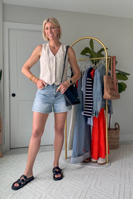 These BEST SELLING denim shorts have such a flattering fit because of the airline shape! I sized up in these to a 28



#LTKStyleTip #LTKSeasonal #LTKOver40