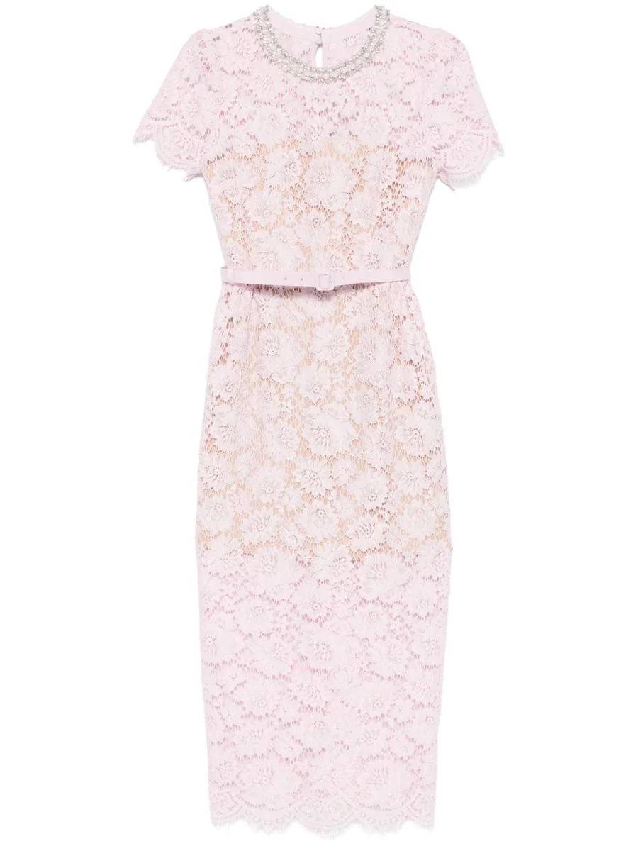 Self-Portrait Pink Lace Midi Dress | Baltini