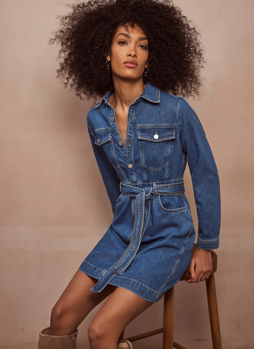Blue Denim Mini Shirt Dress | Mint Velvet