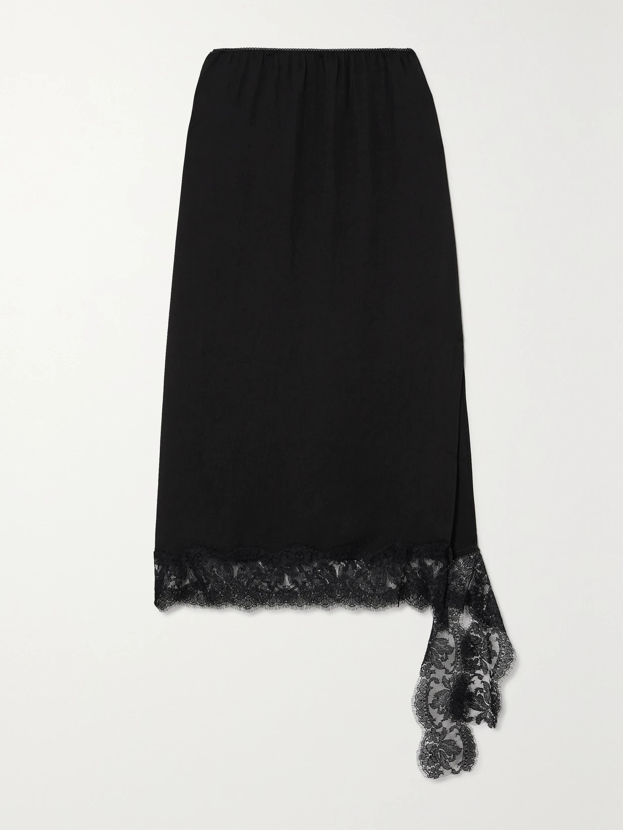 Tibi - Chantilly Lace-trimmed Twill Midi Skirt - Black - US14 | NET-A-PORTER APAC