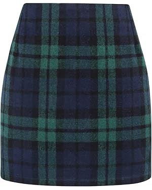 IDEALSANXUN Womens High Waist Plaid Skirt Bodycon Pencil Wool Mini Skirts | Amazon (US)