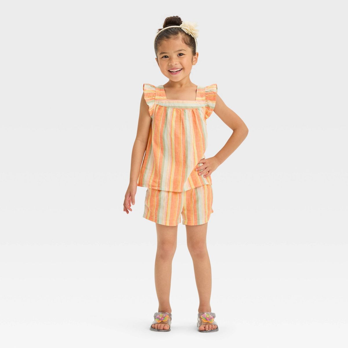 OshKosh B'gosh Toddler Girls' Striped Woven Tank Top & Shorts Set - 12M | Target