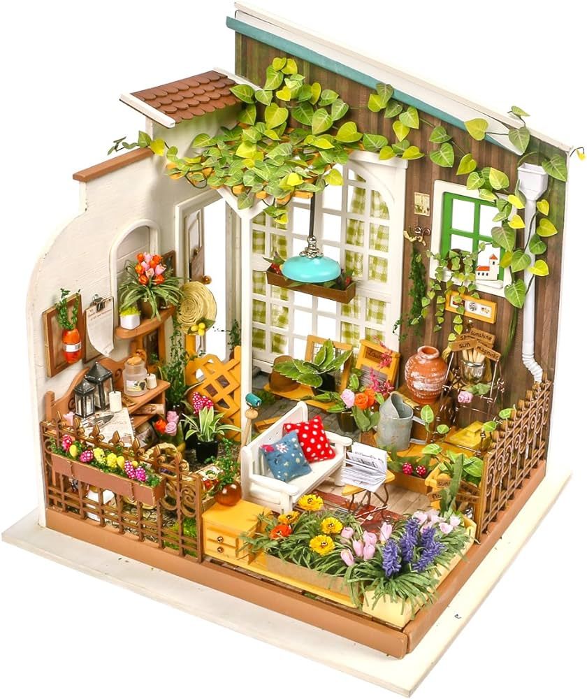 RoWood DIY Miniature Dollhouse Kit with Furniture, 1:24 Scale Model House Kit, Mini Dollhouse Mod... | Amazon (US)