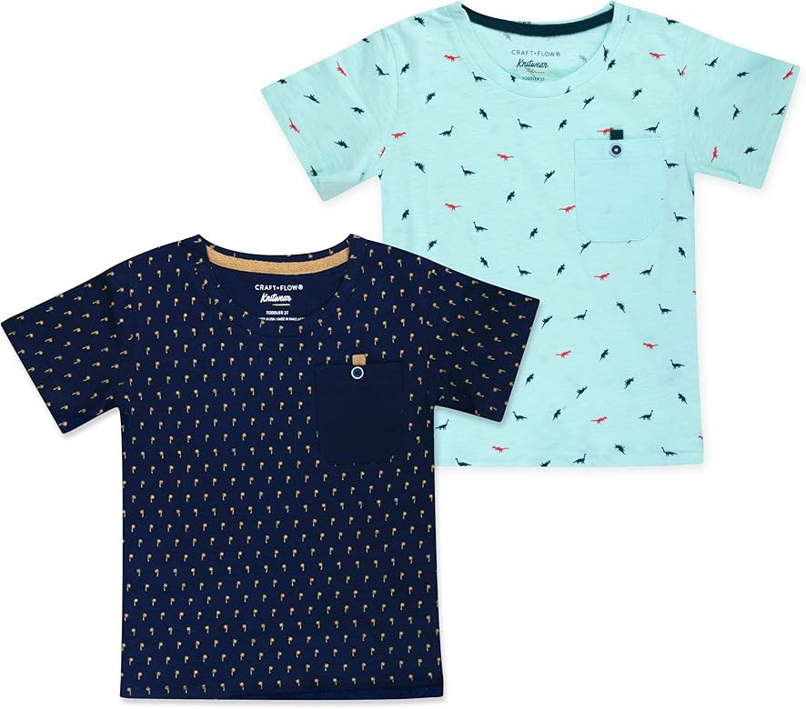 CRAFT + FLOW - 2-Pack Youth Boys Cotton T-Shirts for Toddlers (Size 2T-4T) | Amazon (US)