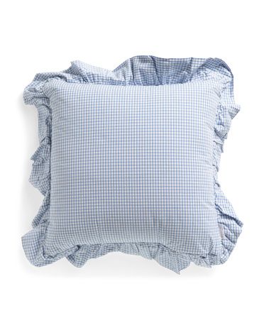 22x22 Check Ruffle Pillow | TJ Maxx