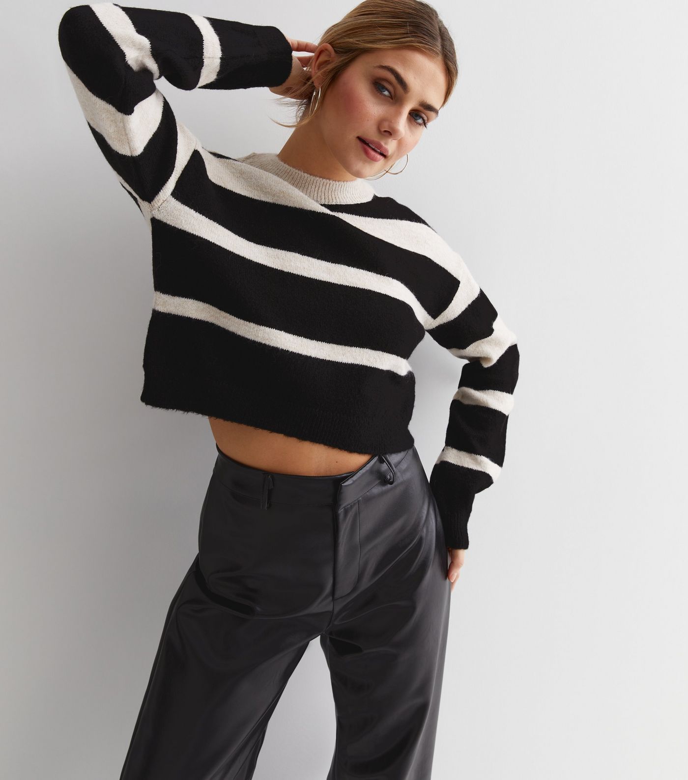 Black Stripe Knit Crew Neck Long Sleeve Crop Jumper
						
						Add to Saved Items
						Remove ... | New Look (UK)