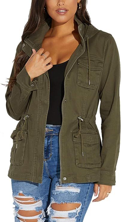SheKiss Women Camouflage Paint Lightweight Jackets Long Sleeve Zipper Canvas Camo with Pockets | Amazon (US)