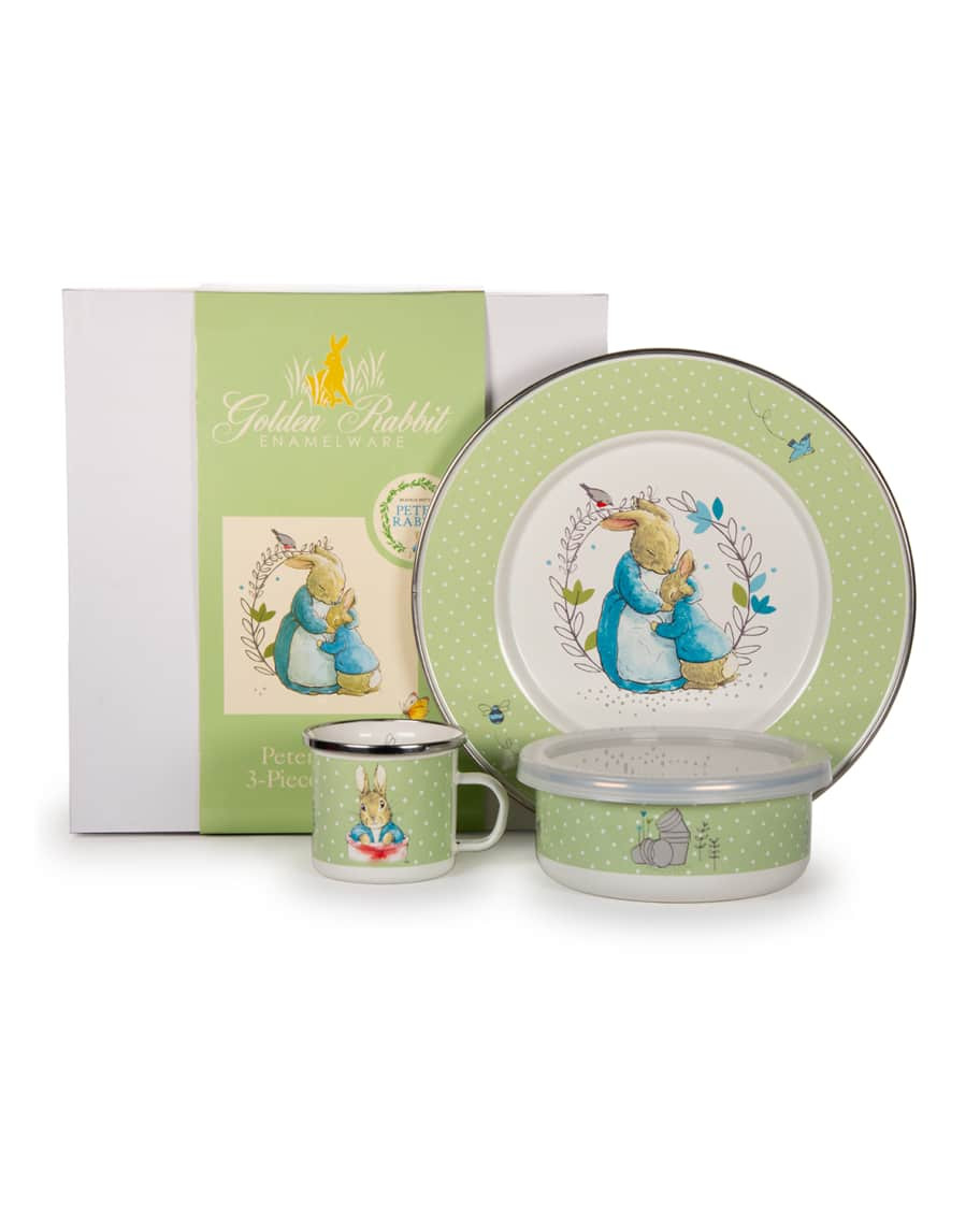 Golden Rabbit Kid's Polka Dot Peter Rabbit 3-Piece Dinnerware Set | Neiman Marcus