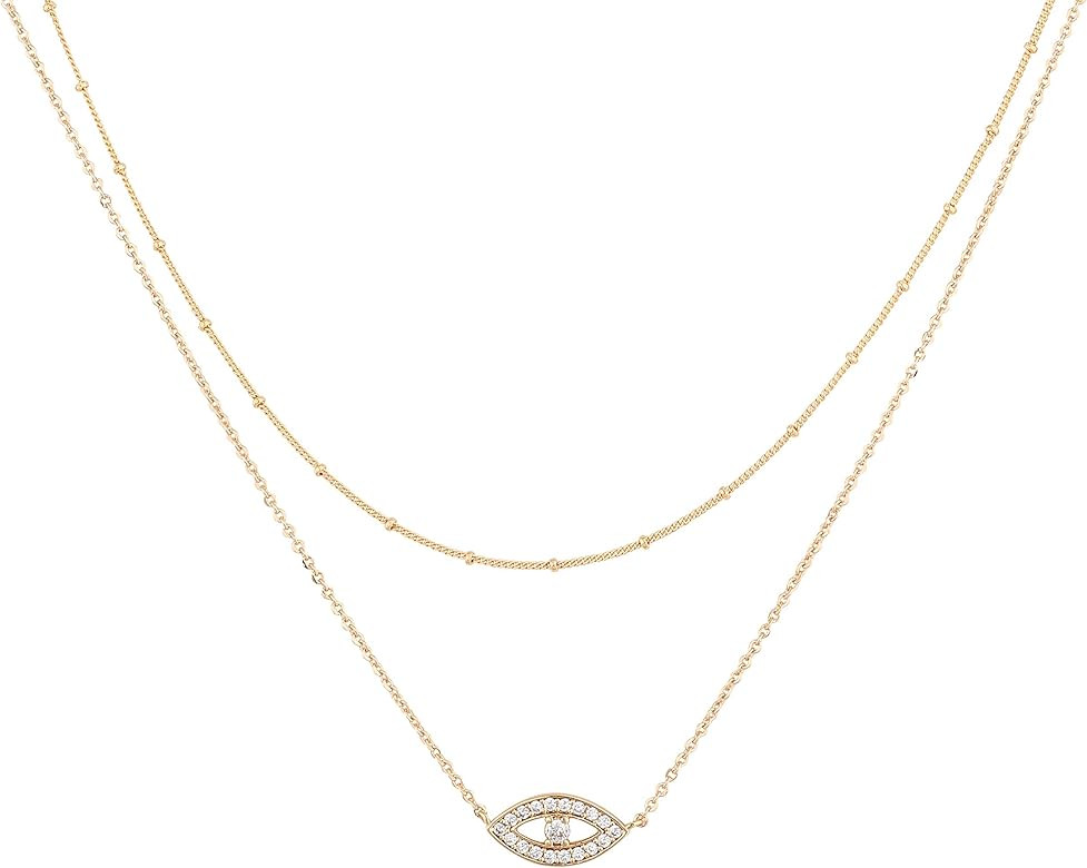 MEVECCO Layered Heart Necklace Pendant Handmade 18k Gold Plated Dainty Gold Choker Arrow Bar Layerin | Amazon (US)
