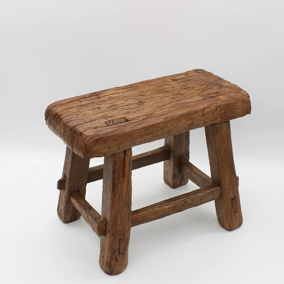 Chinese Old Antique Mini Wooden Stool - Etsy | Etsy (US)