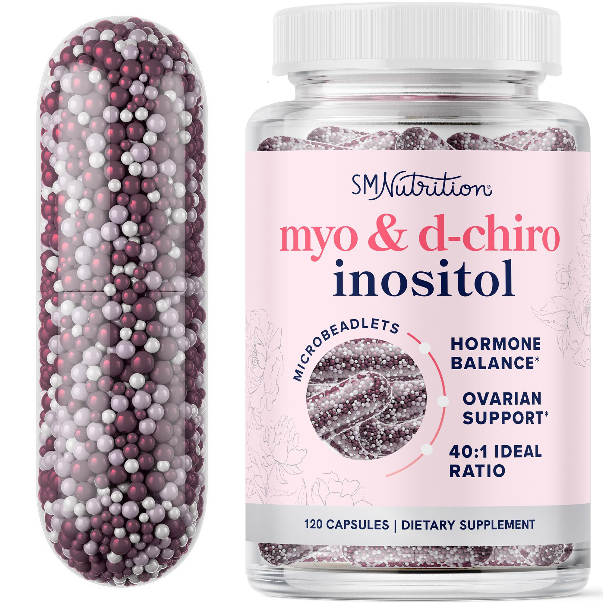 Myo-Inositol & D-Chiro Inositol for Hormone Balance for Women | Microbeadlets to Regulate Menstrual Cycle & Support Ovarian Health | 40:1 Ratio Myo & D Chiro | Non-GMO | 120 Ct (2 Month Supply) | Amazon (US)