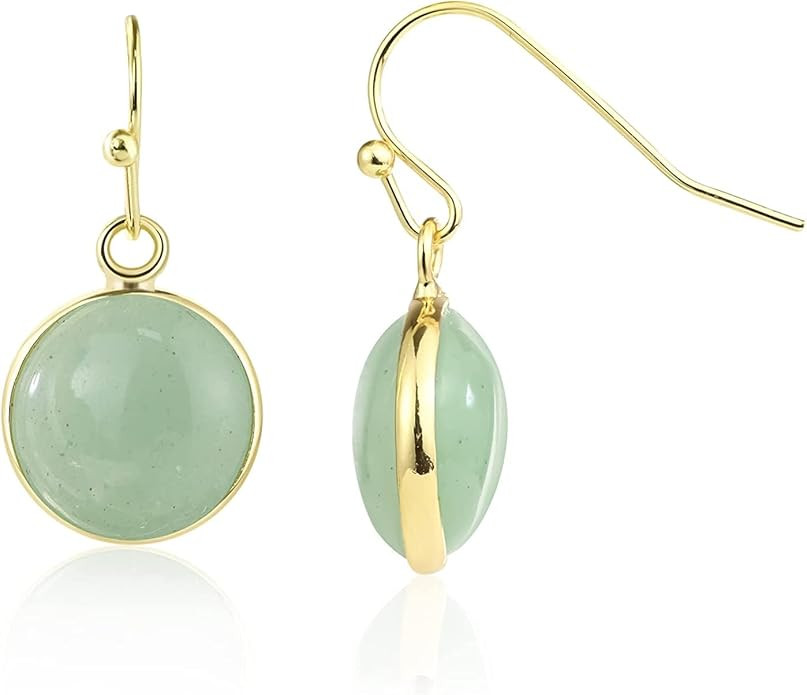 Green Earrings for Women – Dainty Gold Dangle – Real Jade -Sage - Light – Pale – Dark - G... | Amazon (US)