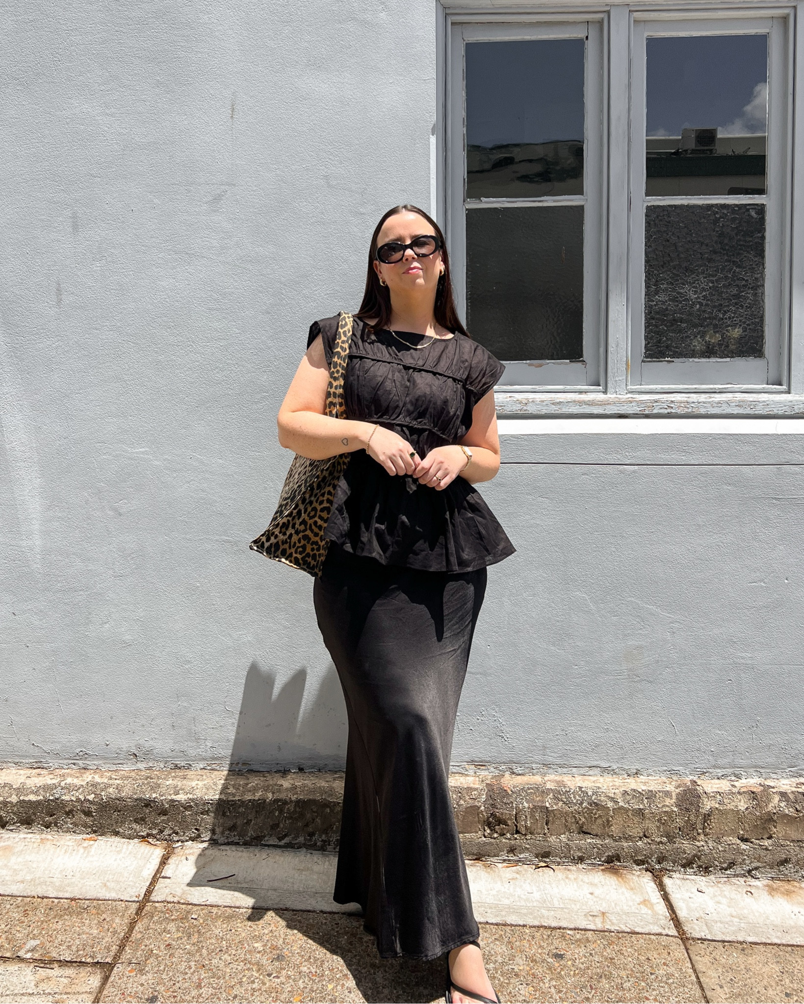 Dissh black linen top: size 14 (could have sized down, it’s quite generous)
Dissh black satin maxi skirt: size 10 (sized down so it sits on my waist)
Ganni leopard print tote
Celine sunglasses 

#LTKmidsize #LTKsummer #LTKaustralia