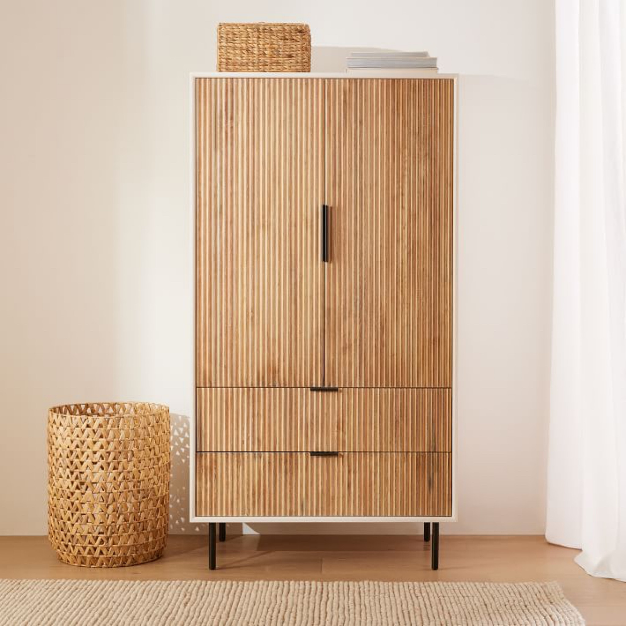 Entryway armoire instead of mudroom.