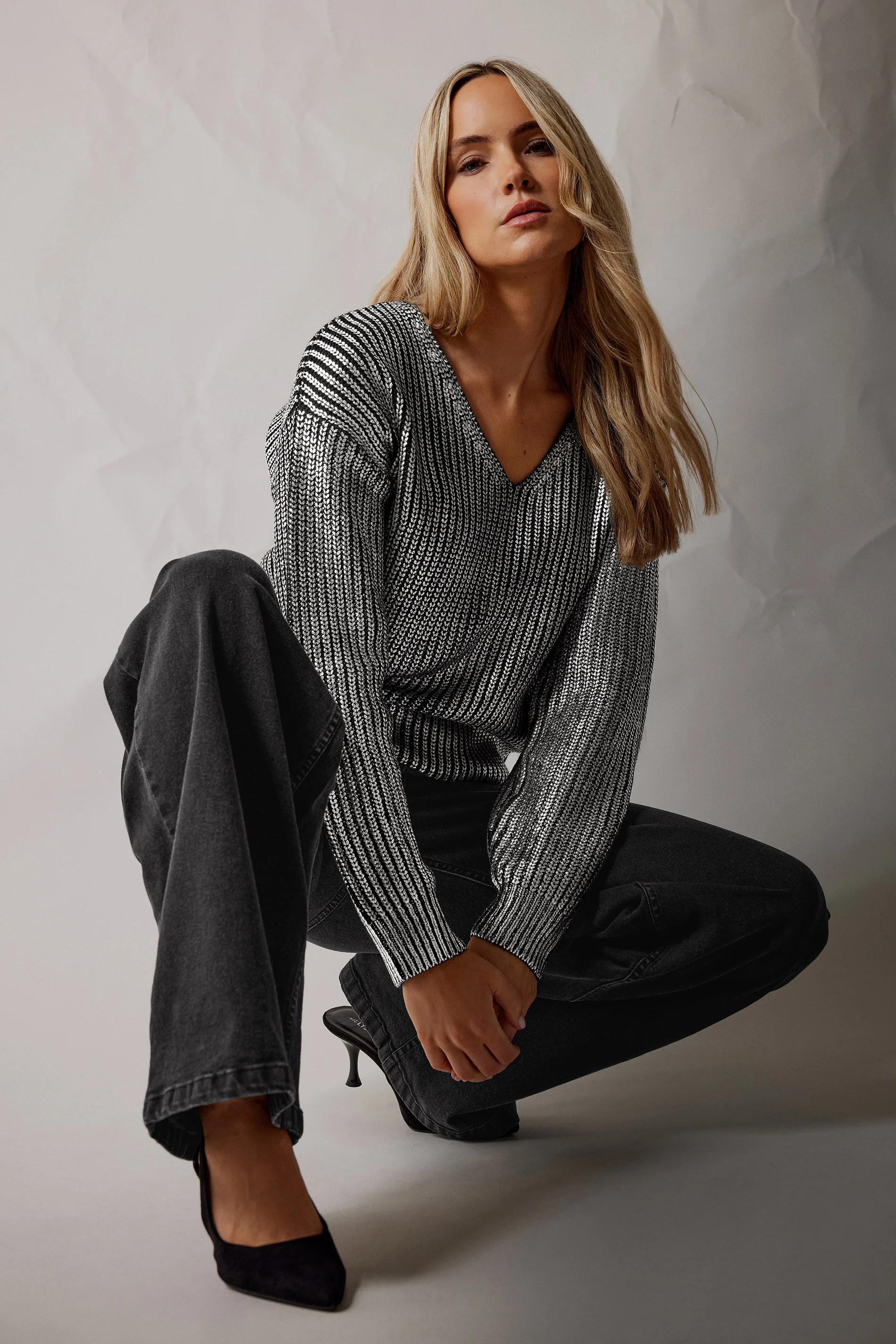 LTS Tall Black Foil Jumper | Long Tall Sally