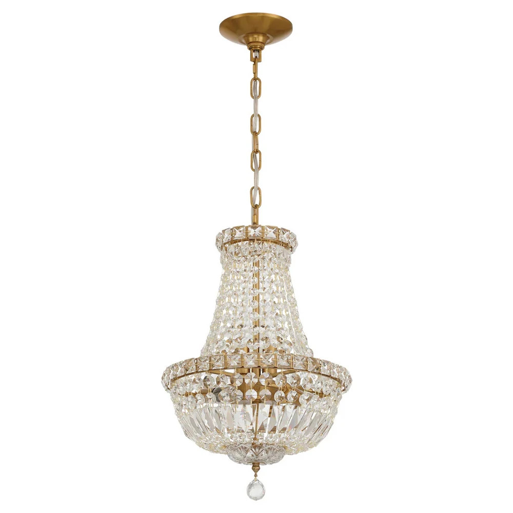 Amira Updated Traditional Aged Brass Crystal 5 Light Chandelier | Kathy Kuo Home