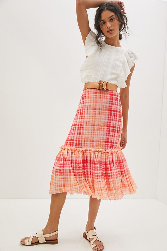 Eva Franco Kym Flounced Midi Skirt | Anthropologie (US)