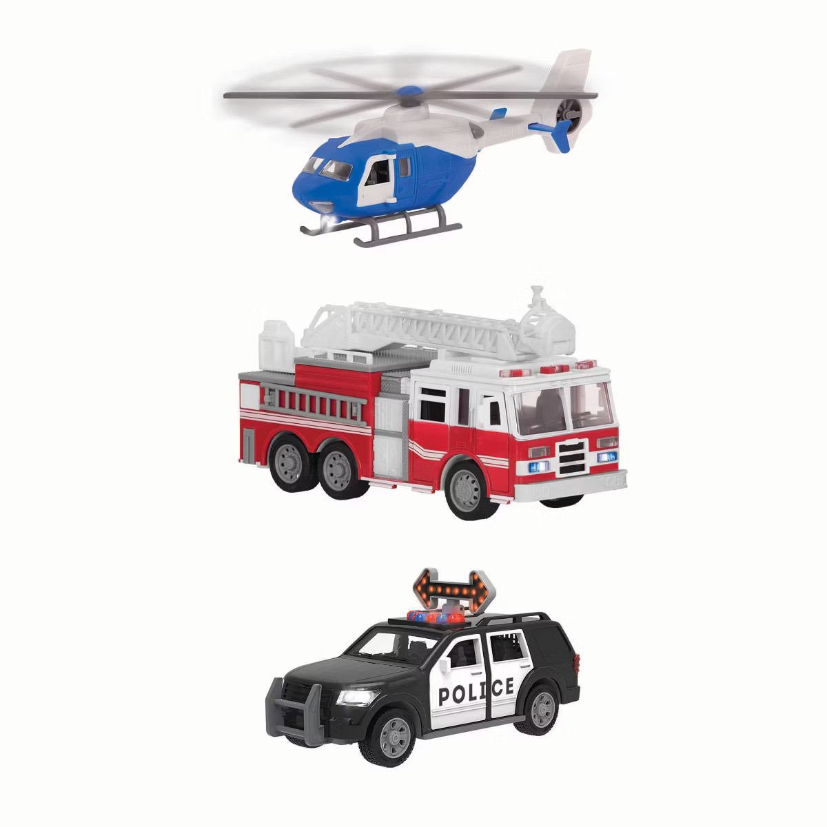 DRIVEN – Small Toy Emergency Vehicle Set – Micro Rescue Fleet - 3 pk | Target