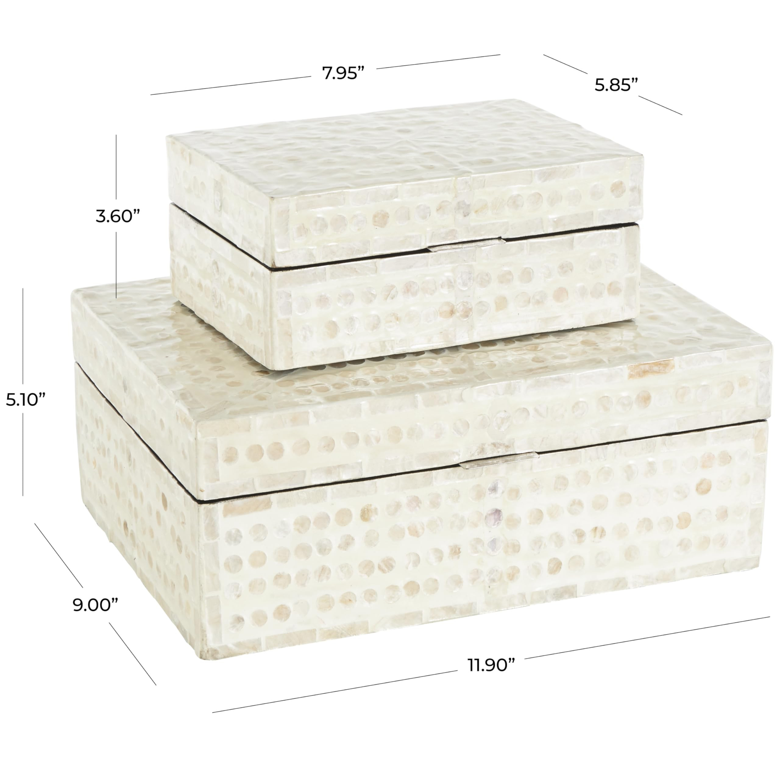 Deco 79 Mother of Pearl Shell Geometric Handmade Decorative Box Mosaic Dot Storage Decorative Kee... | Amazon (US)