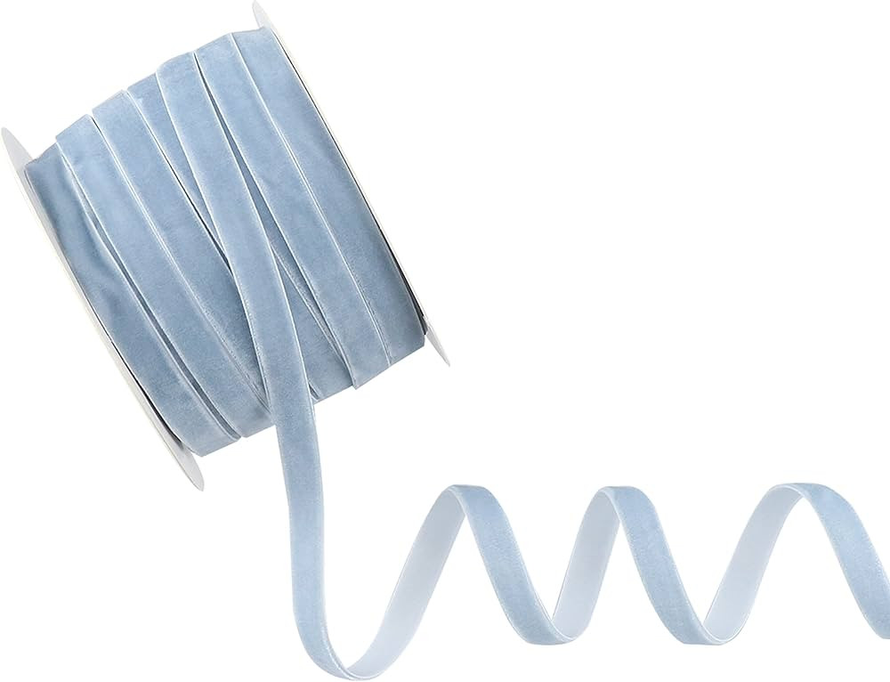 Dusty Blue Velvet Ribbon 3/8 Inch Single Face Thin Velvet Ribbon for Gift Wrapping, Antique Blue ... | Amazon (US)