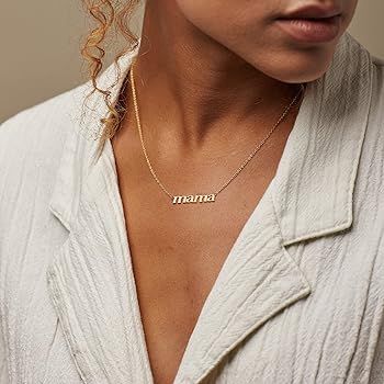 MAMA Necklace 14k Gold Plated Dainty Necklaces for Mom Necklace Gift on Mothers Day Christmas Tha... | Amazon (US)