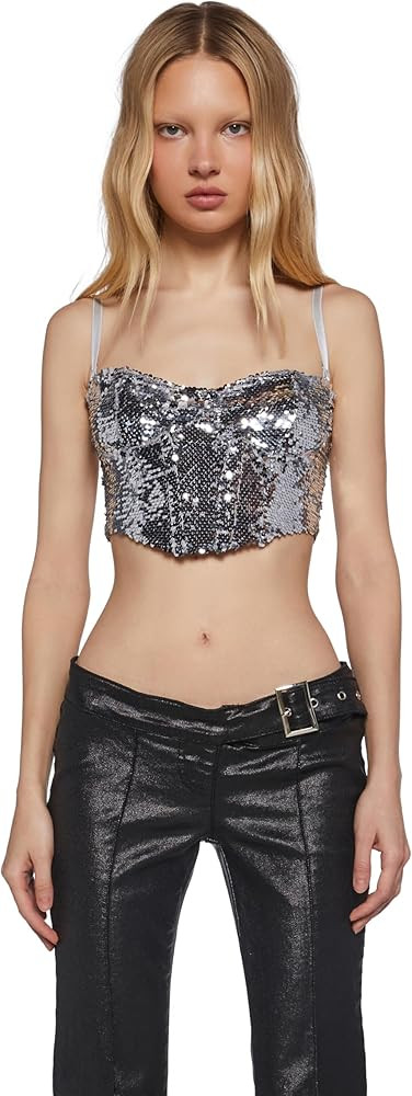 Dolls Kill Mirror Ball Dancer Bustier Top by Club Exx – Shimmering Sequin Bustier for Festivals... | Amazon (US)