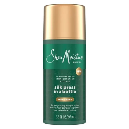 SheaMoisture Silk Press Prep Cream with Plant-Derived Straightening Actives, Alma Oil & Hydroplex Technolog Provides Heat Protection While Helping to Preserve Natural Curl Pattern,3.3fl oz | Walmart (US)